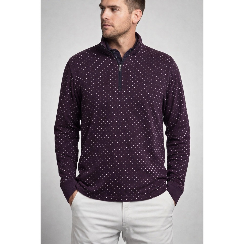 Greyson Quarter‎ Zip Pullover Men Medium Blue Purple Fox AOP Golf Athletic Layer